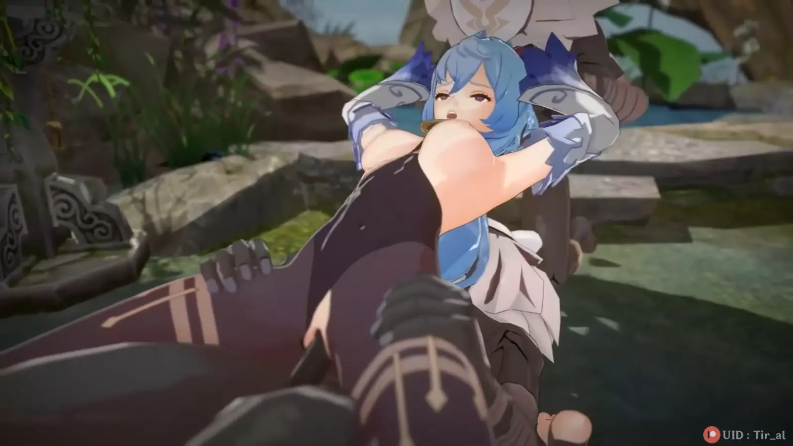 Two catgirls in a steamy spray cleanse